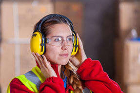 worker with ear protection